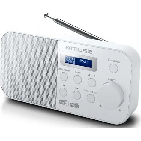 Radio DAB+ numérique pour salle de bain – Contrôle numérique – Alarme et répétition – Entrée auxiliaire – Couleur blanche – Muse