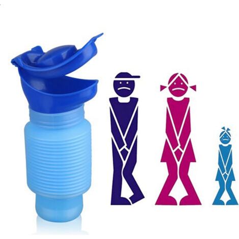 JANMIR-Urinoir d'urgence pour adultes de 750 ml, urinoir rétractable d'extérieur pour hommes et femmes, urinoir bleu portable et extensible (1/3)