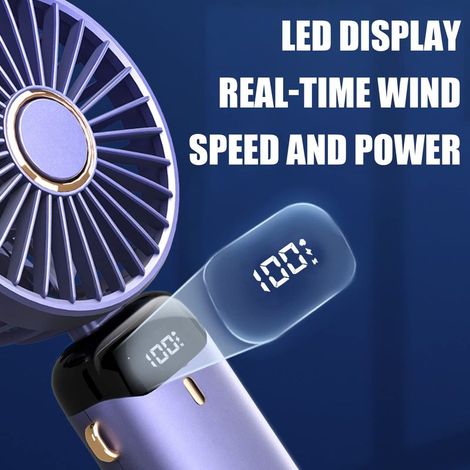 Tragbarer, per USB aufladbarer Ventilator mit 5 Geschwindigkeitsstufen, Mini-Falt-Tischventilator mit LED-Anzeige für Zuhause, Büro, Schlafzimmer, Reisen im Freien (Lila) (1/5)