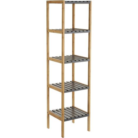 Étagère de Sol avec 5 étagères en Bois MDF Gris et Naturel (1/2)