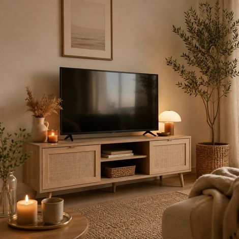 Meuble TV bohème 2 portes 1 niche centrale SONA (1/5)
