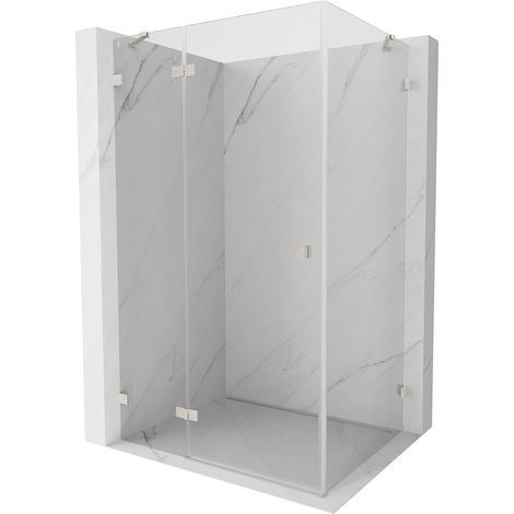 Mexen Lunar Duschkabine, schwenkbar links, 70 x 90 cm, transparent, gebürstetes Nickel - 834-070-090-97-00-L