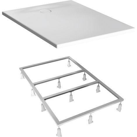 VitrA Receveur acrylique ultra-plat LEAF 100x80cm Blanc texturé, PN 24, classe C + set de pieds (1/5)