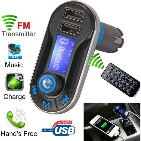 Transmetteur FM Bluetooth - Voiture - Lecteur MP3 - Sans fil - Mains libres - Noir (1/3)