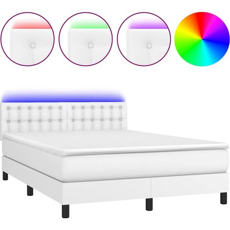 Maison Exclusive - Giroletto Molle con Materasso e LED Bianco 140x190cm Similpelle (1/5)