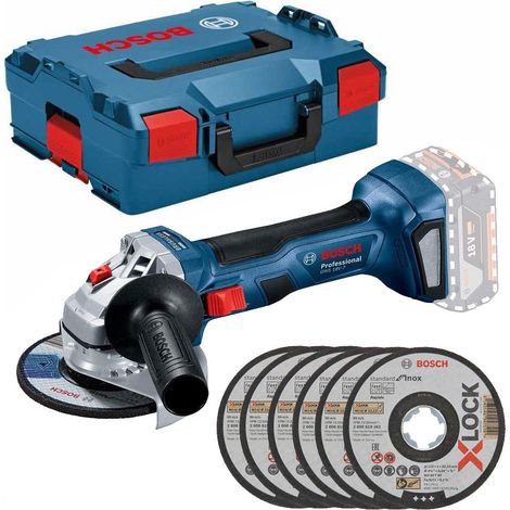 Bosch GWX 18V-7 X-LOCK 18v 115mm Brushless Angle Grinder Bare LBOXX + 6 Discs (1/4)