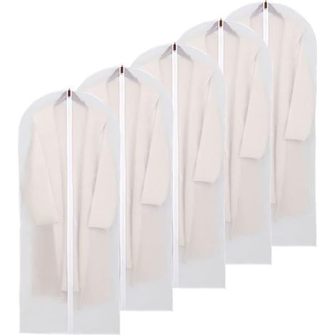 Lot de 5 Housses de Vêtements Anti-poussière et anti-mites avec fermeture éclair en PEVA translucide et imperméable anti-acariens - 60 x 140 cm (1/5)