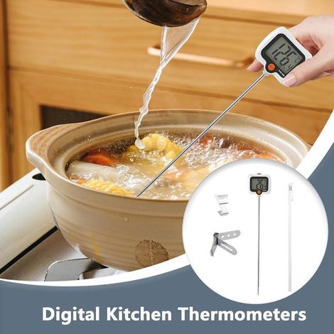 Termómetro digital para alimentos: probador de temperatura con sonda de pantalla giratoria, Horneado, elaboración de cerveza, frituras (1/5)