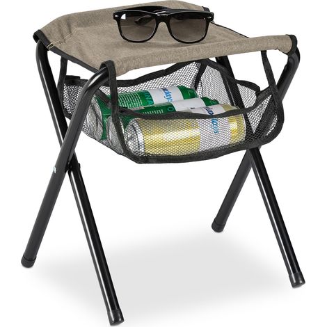 Relaxdays Klapphocker, mit Tasche, bis 120 kg belastbar, faltbar, leicht, Campinghocker HBT: 39 x 29 x 35 cm, beige