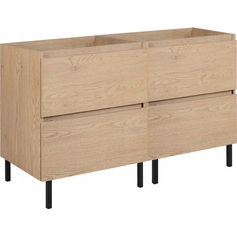 Waschtischunterschrank - 120 cm - Eiche Hell Matt - Minimalistisches Design - 4 Schubladen mit Soft Close (1/5)