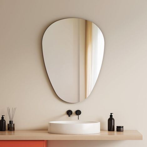 Miroir de Salle de Bain, 50 x 70 cm, Miroir asymétrique, Installation à 360°, Miroir Mural HD décoratif pour Salle de Bain et Couloir (1/5)