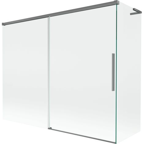 Mexen Rox L paroi de baignoire coulissante à 2 vantaux 190 + 90 x 150 cm, transparent, gun metal - 8C9L-190-090-95-00
