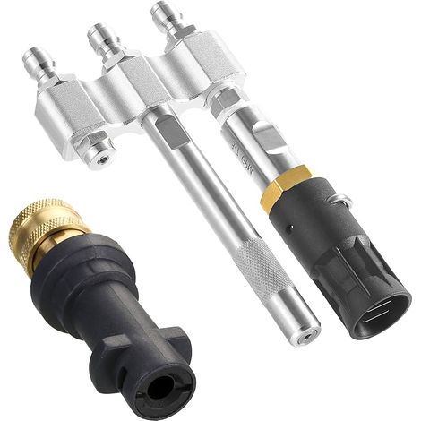 Embout de Buse Torsadée M5 pour Nettoyeur Haute Pression, Pointe de Tir Longue Portée 3-En-1 avec Adaptateur, Compatible avec Karcher K2, K3, K4, K5, K6, K7, Raccord Rapide 1/4", 3-7 GPM