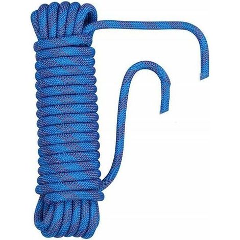 royaluxe - Corde de sécurité Corde en nylon Corde d'escalade en plein air Corde d'escalade Corde d'escalade Corde de sauvetage Corde de descente Corde d'escalade 10 mm Bleu (10 mètres + 2 boucles de m (1/4)