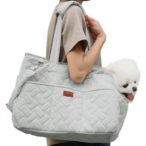 Katzentragetasche, gepolsterte Handtasche mit weichen Seiten für Haustiere, Welpen, Tierarztbesuche, grau (1/5)
