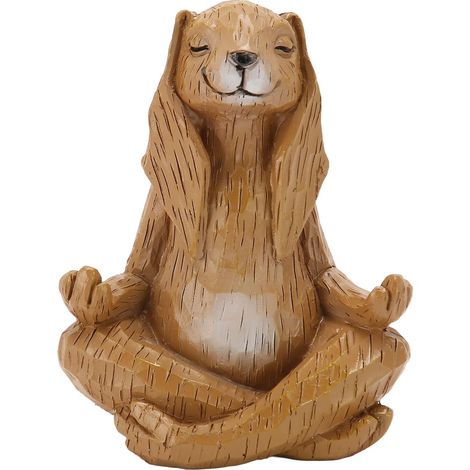 Sculpture de lapin en méditation en résine, forme animale mignonne, geste de Yoga, Statue de lapin pour salon, bureau, jardin