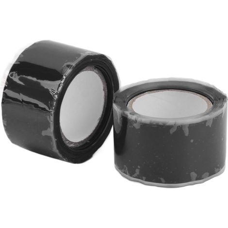 Vendu par lot de 2 rouleaux (2,5 x 150 cm). Ruban silicone auto-fondant, ruban de réparation de tuyaux, ruban silicone haute résistance et étanche, ruban noir de réparation de fuites pour tuyaux. (1/5)
