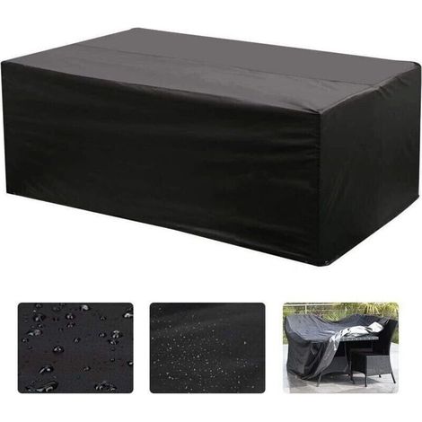 Garden Furniture Cover, Oxford Rectangular Table Cover for Garden Furniture with UV Protection (Black) - 1709470CM (1/4)