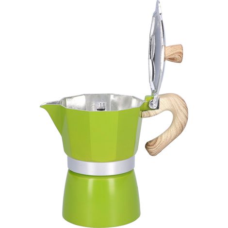 Cafetière Moka 150 ml, compatible avec les réchauds à gaz et à éthanol, verte (1/5)