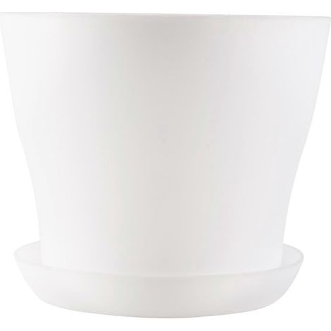 Pot de Fleur Rond Blanc avec Soucoupe - Plastique - Diamètre 10 cm (1/5)