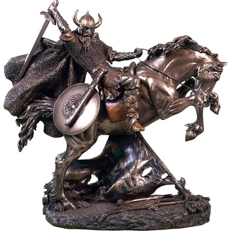 Chevalier Viking à Cheval Figurine aspect bronze 26 cm (1/2)