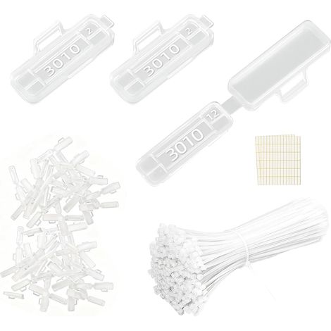 200 Pcs Transparent Marquage de Cable Réutilisable Boîte Etiquette Cable Avec 200 Serre Câbles pour étiquettes de Câbles Lgnifuges Marquage Identification et Organisation Facile des Fils (1/5)