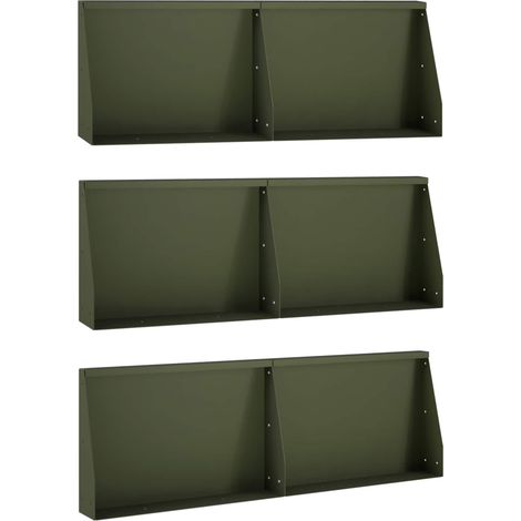 vidaXL Muro de Contención 6 uds. 60 x 12 x 40 cm Acero Verde oliva (1/5)