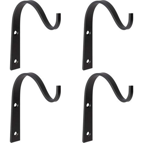 Set mit 4 Wandhaken aus Eisen, ideal zum Aufhängen von Laternen, Pflanzenstützen und Befestigungselementen für Metallzäune. 7,6 cm (schwarz) (1/5)
