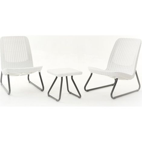 Keter – Set bistro extérieur bioclimatique blanc – 2 chaises 78x58x80 cm – Table 38x38x36 cm – Résine haute qualité pour balcon (1/10)