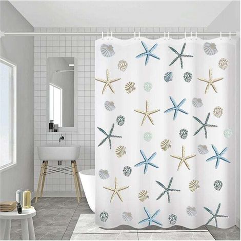 AMXCNOY Duschvorhang, 200 x 220 cm, schimmelresistent, wasserdicht, antibakteriell, Badewannenvorhang mit 12 Haken, Weiß (1/4)