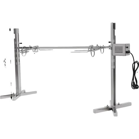 Tournebroche de barbecue, en acier inoxydable, capacité de 30 kg, Argent (1/2)