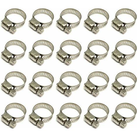 20 Stück Schlauchschelle, 10–16 mm verstellbare Schlauchschelle, Schlauchschelle aus Edelstahl 304, Metallschlauchschelle, für Schlauch, Hausgas, Familienwasserschlauch, Kabel, Wasserhahn usw. von (1/5)