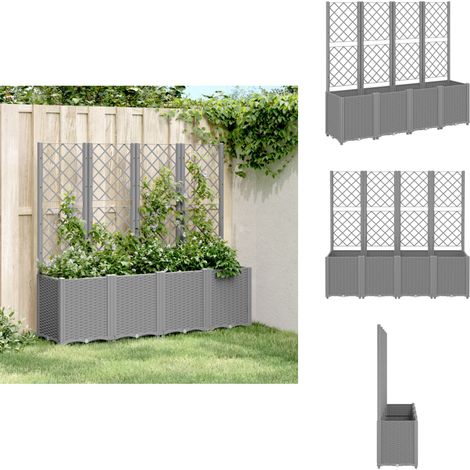 Jardinière avec treillis gris clair 160x40x140 cm PP - Jardinière - Jardinières - Jardinière D'extérieur - Jardinière De Patio (1/5)