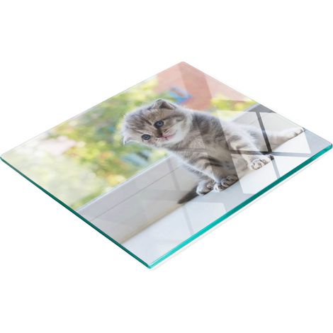 Tablero decorativo de cristal para aperitivos con forma de ventana para gatos pequeños, 60 x 52 cm. (1/5)