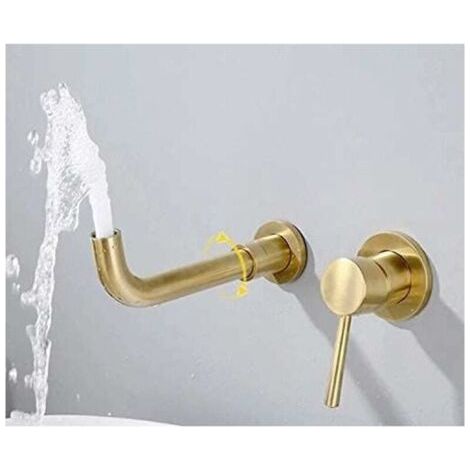 NALOOKAMIC Robinet de lavabo encastré doré brossé (1/3)