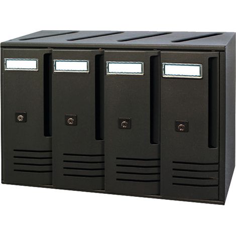 BOÎTE AUX LETTRES DE COPROPRIÉTÉ MOD. CUBE EN ALUMINIUM COULEUR FONTE 4 PLACES (1/2)