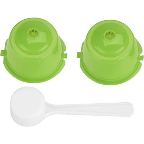 Lot de 2 filtres à café réutilisables et rechargeables en acier inoxydable PP 304 de qualité alimentaire (vert) (1/5)