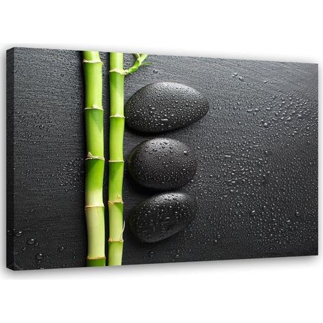 Tableau sur toile Pierres Zen Bambou Noir 60x40 (1/5)