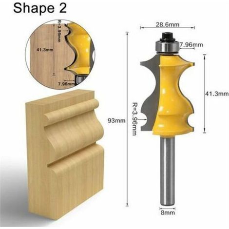 Fraise à Défoncer - Tige 8 mm - Carbure de Tungstène C3 - Revêtement Téflon - Pour Moulures Bois Contreplaqué - Lot de 3 (1/4)