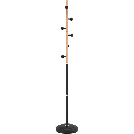 Porte-manteau sur pied design contemporain couloir 177 x 30 cm avec 6 patères rangement en fer noir