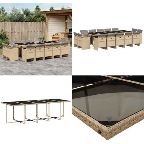 15-tlg. Garten-Essgruppe mit Kissen Beigemischung Poly Rattan - Gartenmöbel - Essgruppe - Outdoor Möbel - Terrassenmöbel - Rattan Gartenmöbel - Home & Living (1/5)