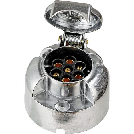Prise de remorque en métal 7 broches avec accessoires de montage, 12 V, étanche à 7 broches, boîtier en aluminium conforme à la norme 1724, pour remorque, caravane, RV, adaptateur AHK (prise) (1/5)