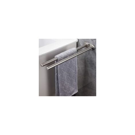 Porte-serviettes mural à deux bras en acier inoxydable brossé, 40 cm (1/4)