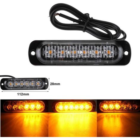 2 pezzi, nuovo modello 2PC, lampada di segnalazione con 6 indicatori per moto e furgoni, lampada lampeggiante universale da 12-24 V con 6 LED deng  ALOVEZ (1/4)