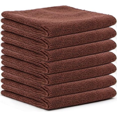 Chiffon en microfibre marron, chiffon de nettoyage ménager, chiffon de cuisine en mélange coton-polyester, tampon à récurer (30x30 cm, 12 pièces) (1/5)