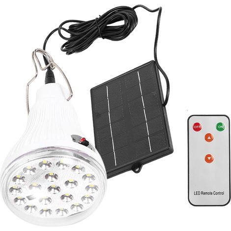 Lampe Solaire Extérieure - Lampe LED Portative avec Panneau Solaire 300 Lm - Pour Camping Pêche Secours - 1200 Mah - 2 Niveaux de Luminosité (1/5)