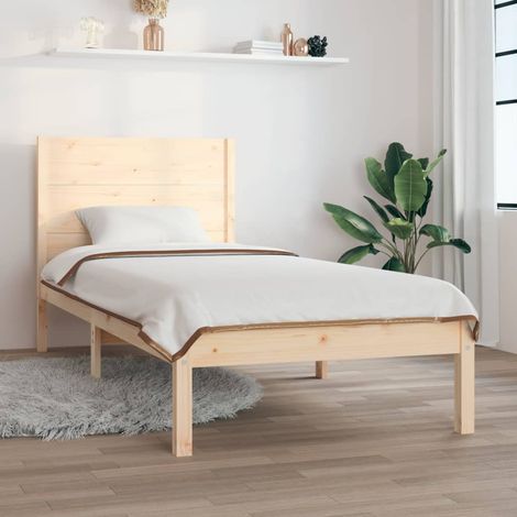 Lit simple pour adulte - Cadre de lit Bois massif 90x190 cm Simple BV466810 - BonneVie (1/5)