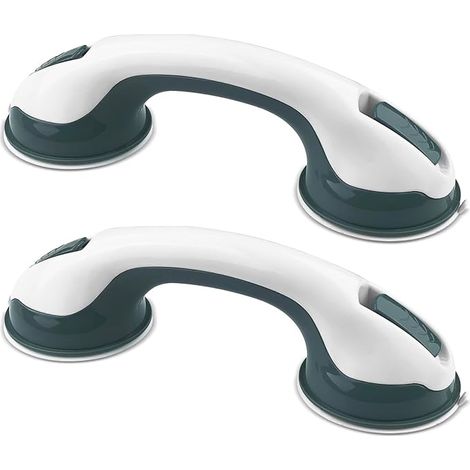 2 Pcs Poignée Ventouse, Baignoire Sécurité Poignée, Sans Perçage Amovible, Barre d'Appui WC Douche, Barres d'Appui Salle Bain Antidérapante pour Enfants Personnes, Âgées, Handicapés (Vert) (1/5)