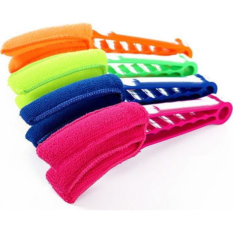 Ahlsen Cepillo de limpieza de salida de aire acondicionado, herramienta de limpieza de cepillo ciego, cepillo para polvo desmontable, cepillo para grietas del hogar, 4 piezas (azul oscuro, verde, nara (1/5)