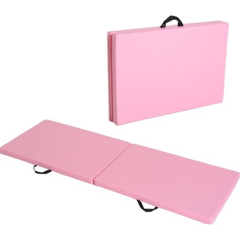 Colchoneta fitness plegable con asas para yoga y pilates 180 x 60 x 5 cm rosa (1/5)